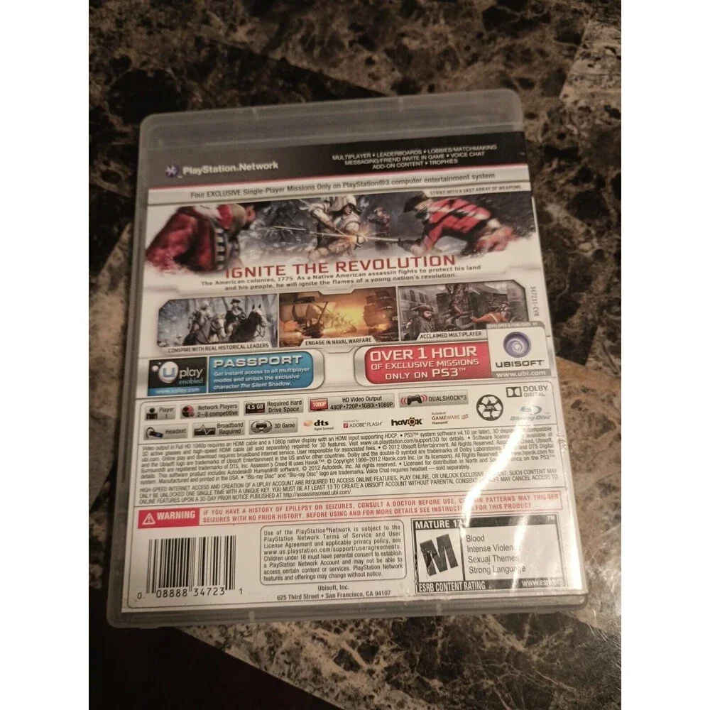 Assassin's Creed III 3 - Sony PlayStation 3 PS3 - Complete W/Manual - Fast Ship